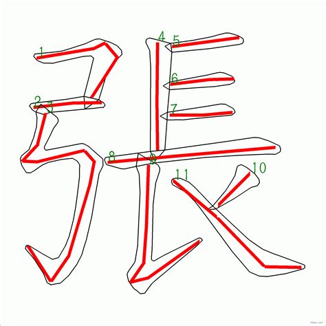 張 筆畫|張字笔画、笔顺、笔划